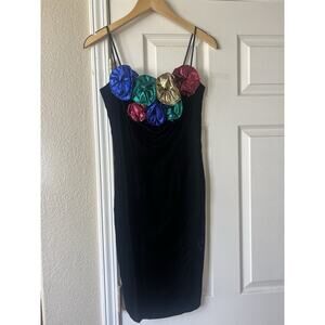 1980s Gunne Sax Vintage Black Velvet Cocktail Dress Size Small Gothcore Holiday
